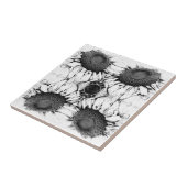 ヴィンテージサンフラワーブラックアンドホワイトアールヌーボー タイル (側面)