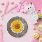 ヴィンテージサンフラワーレース素朴バーンウッド結婚 ペーパープレート (パーティー)