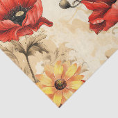 ヴィンテージサンフラワー&レッドポピーティッシュペーパー 薄葉紙 (詳細)