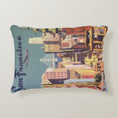 ヴィンテージサンフランシスコのケーブルカー旅行ポスターアート アクセントクッション (正面)