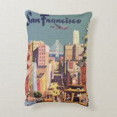 ヴィンテージサンフランシスコのケーブルカー旅行ポスターアート アクセントクッション (裏面(縦))