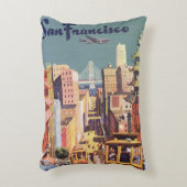 ヴィンテージサンフランシスコのケーブルカー旅行ポスターアート アクセントクッション (正面(垂直))