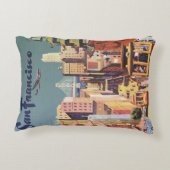 ヴィンテージサンフランシスコのケーブルカー旅行ポスターアート アクセントクッション (裏面)