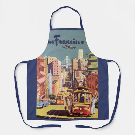 ヴィンテージサンフランシスコのケーブルカー旅行ポスターアート エプロン (正面)