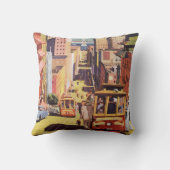 ヴィンテージサンフランシスコのケーブルカー旅行ポスターアート クッション (裏面)