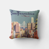 ヴィンテージサンフランシスコのケーブルカー旅行ポスターアート クッション (正面)