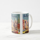 ヴィンテージサンフランシスコのケーブルカー旅行ポスターアート コーヒーマグカップ (正面右)