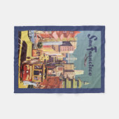 ヴィンテージサンフランシスコのケーブルカー旅行ポスターアート フリースブランケット (正面(横))