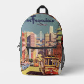 ヴィンテージサンフランシスコのケーブルカー旅行ポスターアート プリントバックパック (正面)