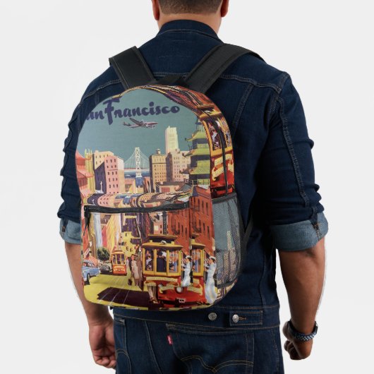 ヴィンテージサンフランシスコのケーブルカー旅行ポスターアート プリントバックパック (インサイチュ (モデル))