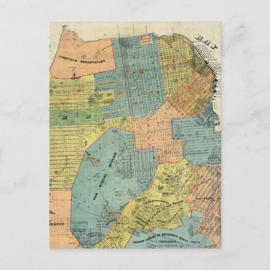 ヴィンテージサンフランシスコの地図（1890年） ポストカード (正面)