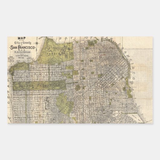ヴィンテージサンフランシスコの地図(1932年) 長方形シール (正面)