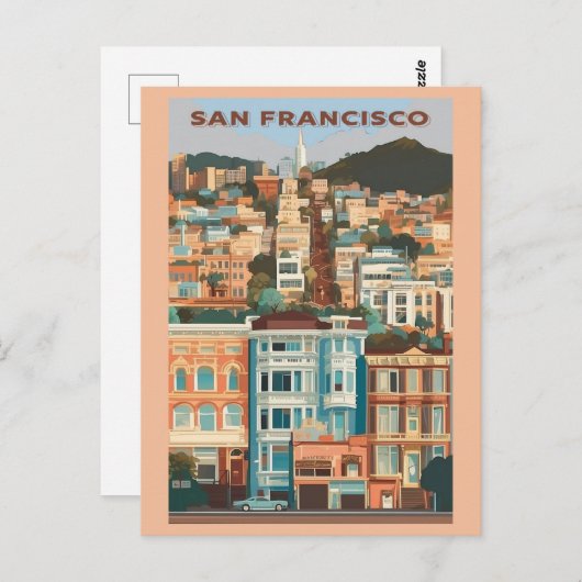 ヴィンテージサンフランシスコカリフォルニ色彩の鮮やかアレディ ポストカード (正面/裏面)