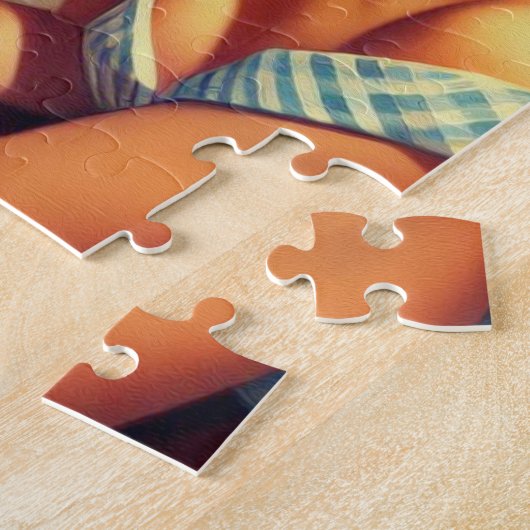 ヴィンテージサンフランシスコガールイラストレーション ジグソーパズル (側面)