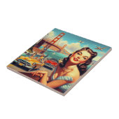 ヴィンテージサンフランシスコガールイラストレーション タイル (側面)