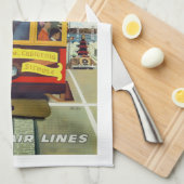 ヴィンテージサンフランシスコケーブルカー航空ポスター、 キッチンタオル (四つ折り)