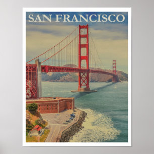 ヴィンテージサンフランシスコゴールデンゲートトラベルポスター ポスター