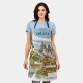 ヴィンテージサンフランシスコベイトラベルポスターフェリーボート エプロン (着用した状態)