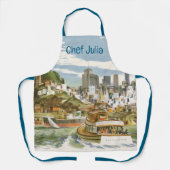 ヴィンテージサンフランシスコベイトラベルポスターフェリーボート エプロン (正面)