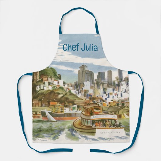 ヴィンテージサンフランシスコベイトラベルポスターフェリーボート エプロン (正面)