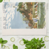 ヴィンテージサンフランシスコベイトラベルポスターフェリーボート キッチンタオル (折り畳み)