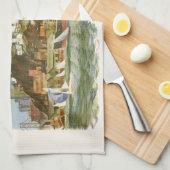 ヴィンテージサンフランシスコベイトラベルポスターフェリーボート キッチンタオル (四つ折り)