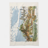 ヴィンテージサンフランシスコベイトラベルポスターフェリーボート キッチンタオル (縦)