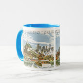 ヴィンテージサンフランシスコベイトラベルポスターフェリーボート マグカップ (正面左)