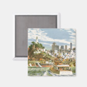 ヴィンテージサンフランシスコベイトラベルポスターフェリーボート マグネット (正面/裏面)