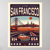 ヴィンテージサンフランシスコ市クラシック車，カリフォルニア ポスター (正面)