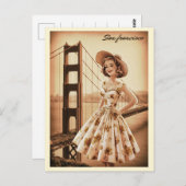 ヴィンテージサンフランシスコ、道路上のCA古いバス ポストカード (正面/裏面)