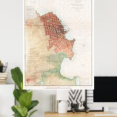 ヴィンテージサンフランシスコCAの地図(1853) ポスター (ホームオフィス)