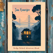ヴィンテージサンフランシスコGGB、ケーブルカー風光明媚な旅行 ポストカード