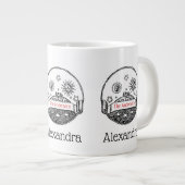 ヴィンテージサンムーンスターズ海プラネットアーススケッチ ジャンボコーヒーマグカップ (正面右)