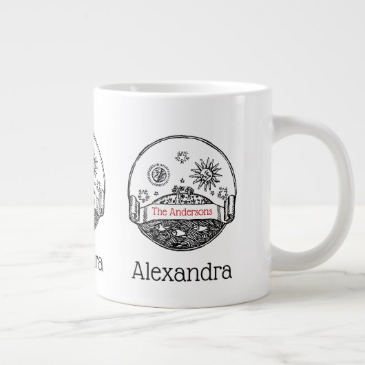 ヴィンテージサンムーンスターズ海プラネットアーススケッチ ジャンボコーヒーマグカップ (右)