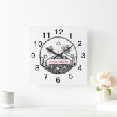 ヴィンテージサンムーンスターズ海プラネットアーススケッチ スクエア壁時計 (ホーム)