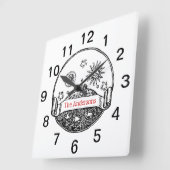 ヴィンテージサンムーンスターズ海プラネットアーススケッチ スクエア壁時計 (傾斜)