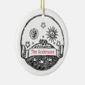 ヴィンテージサンムーンスターズ海プラネットアーススケッチ セラミックオーナメント (右)