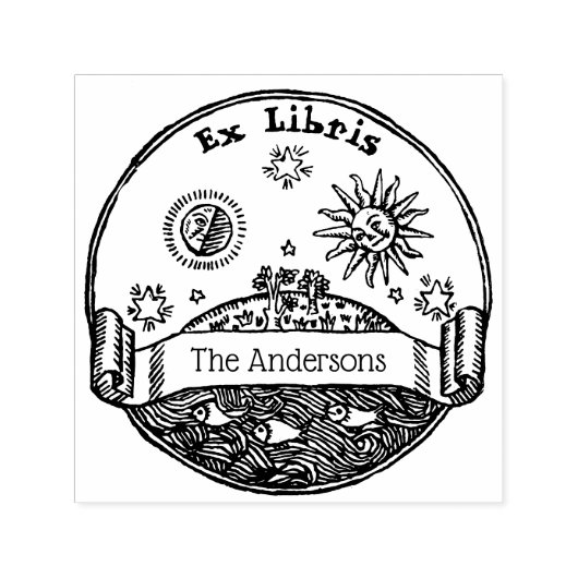 ヴィンテージサンムーンスターズ海地球エックスリブリ セルフインキングスタンプ (デザイン)