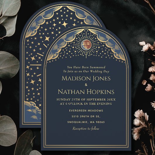 ヴィンテージサンムーンタロットアーチ結婚式招待状 招待状