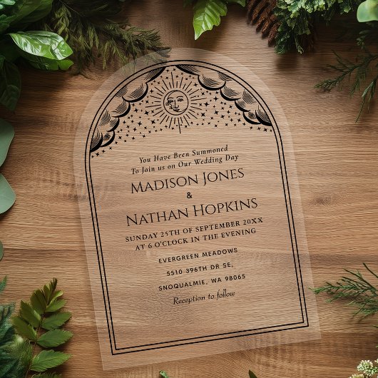 ヴィンテージサンムーンタロットカードアー結婚チ アクリル招待状