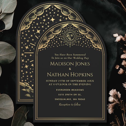 ヴィンテージサンムーンタロットカードアー結婚チ 招待状