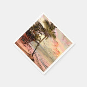 ヴィンテージサンライズビーチパームツリーズデクページ スタンダードカクテルナプキン (角)