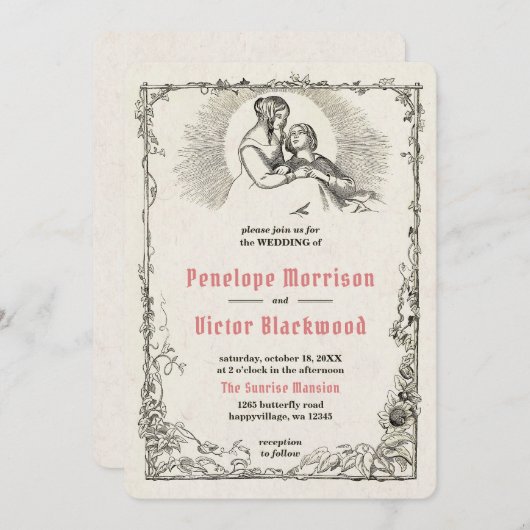 ヴィンテージサンライズラブ結婚式招待状 招待状 (正面/裏面)