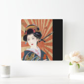 ヴィンテージサンレイズ日本のゲイシャレトロ スクエア壁時計 (ホーム)