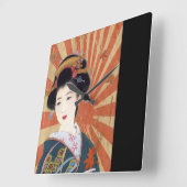 ヴィンテージサンレイズ日本のゲイシャレトロ スクエア壁時計 (傾斜)