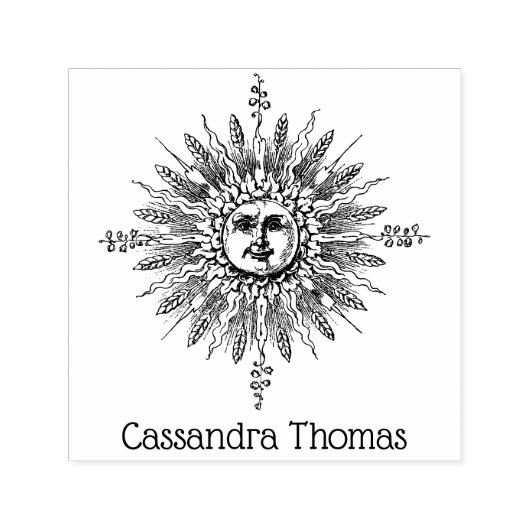 ヴィンテージサン顔擬人植物学#4名 セルフインキングスタンプ (デザイン)