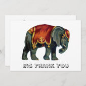 ヴィンテージサーカスが象サーカスを演じる。 サンキューカード (正面/裏面)