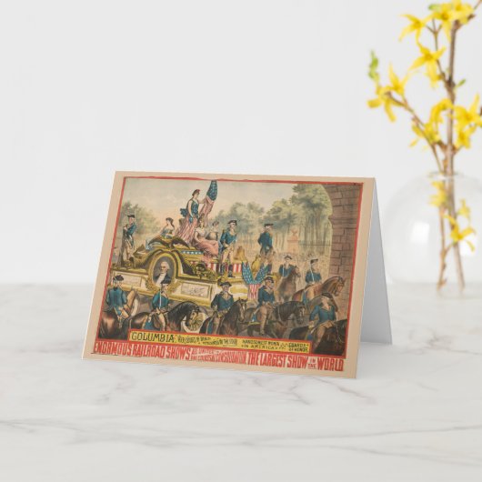 ヴィンテージサーカスのポスターがパレードのフロートを示す カード (黄色い花)