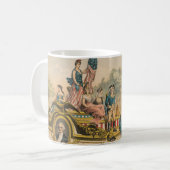 ヴィンテージサーカスのポスターがパレードのフロートを示す コーヒーマグカップ (正面左)